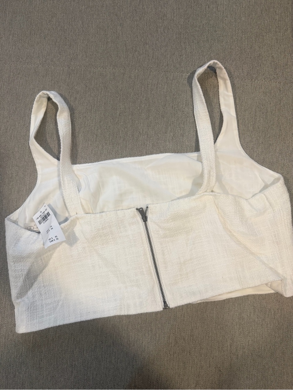 Abercrombie & Fitch White Cropped Zip Front Tank